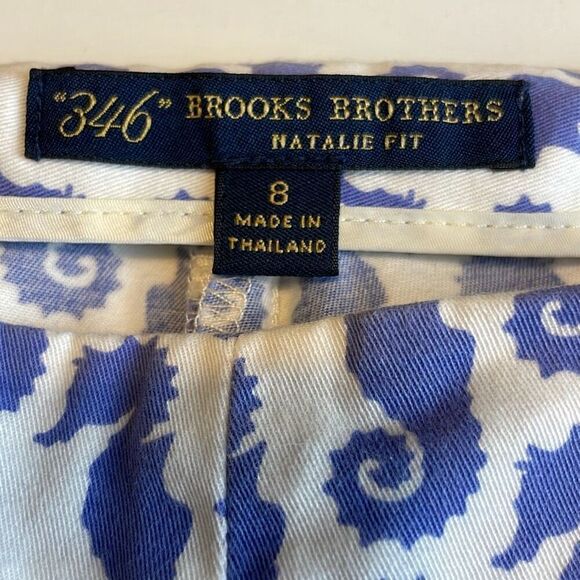 Brooks Brothers 346 Natalie Fit Seahorse Shorts, Size 8. White with Periwinkle S - Picture 12 of 12